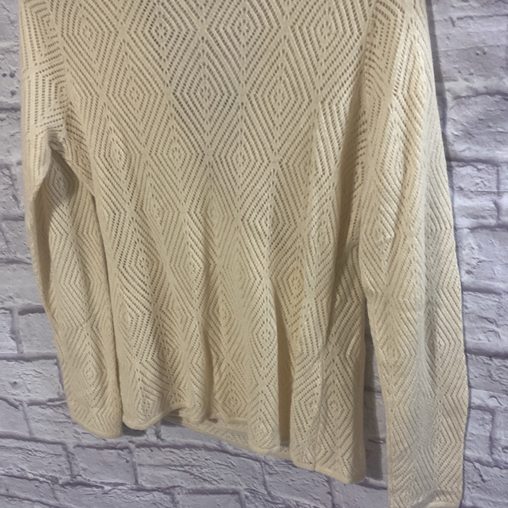 Neiman Marcus 100% Cashmere Lace Faux Wrap Beige Women’s Sweater Size XL - Picture 9 of 10